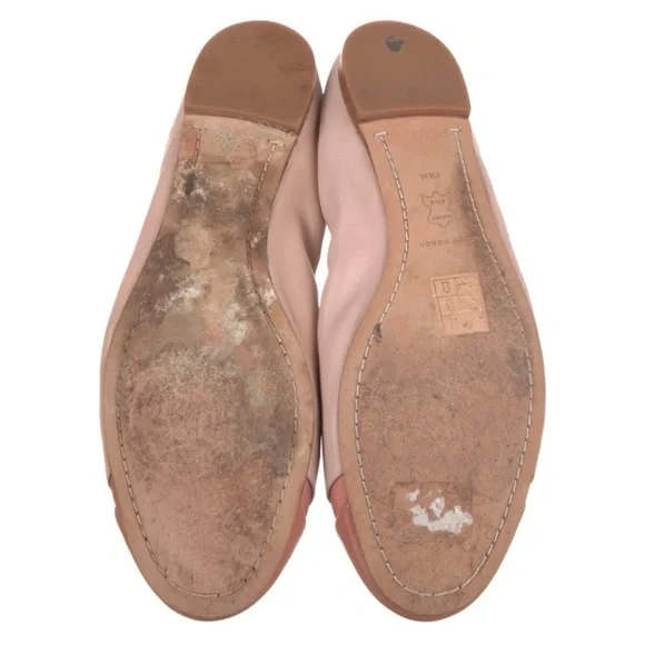 TORY BURCH Minnie Shell Pink Leather Logo Travel Ballet Flat Size 7.5 - Picture 5 of 7